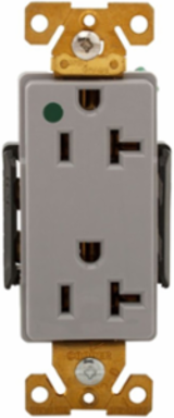 Receptacle, Decorator Duplex, Hospital Grade, Extra Heavy-Duty, 20A, 125V, 5-20R, Gray