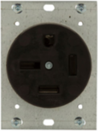 Power Device Receptacle, NEMA 15-50R, 50A, 250V, Three-Phase, Flush Mount, Black
