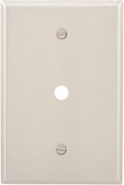 Telephone and Coaxial Wallplate, Stainless Steel, 1-Gang, Oversize, 0.37 in Hole Cutout