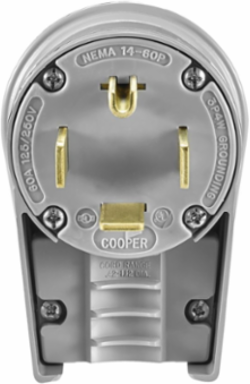 Extra Heavy-Duty Angled Plug, NEMA 14-60P, 60A, 125/250V, 3-Pole 4-Wire, Gray