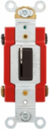 Locking Toggle Switch, Industrial Grade, 20A, 120/277V, Four-Way, Key Actuator, Brown
