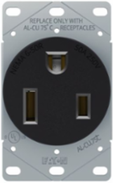 RECP SINGLE FLUSH 50A 250V 2P3W STR BK