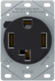 Power Device Receptacle, Flush Mount, 30A, 125/250V, NEMA 14-30R, 3-Pole 4-Wire, Dryer, Black