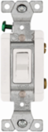 Eaton Arrow Hart industrial grade toggle switch, 15A, Flush, 347V, Back and side, Screw, White, Load type: Motor Control, Fan, LED, Incandescent, ELV, MLV, CFL, Flourescent, Halogen, Single-Pole