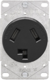 Dryer Receptacle, NEMA 10-30R, 30A, 125/250 V, 3-Pole 3-Wire, Flush Mount, Black