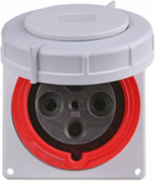 Pin and Sleeve Receptacle, 100/125A, 3Ø 380-415V, Three-Pole, 4-Wire, IP69K, Nickel Plated Brass
