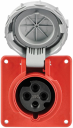 Pin and Sleeve Receptacle, 16/20A, 3Ø 380-415V, Three-Pole, 4-Wire, IP69K, Nickel Plated Brass