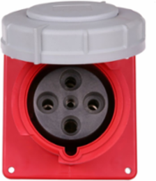 Pin and Sleeve Receptacle, 60/63A, 380-415V, 3-Phase, 3-Pole 4-Wire, Nylon, IP69K