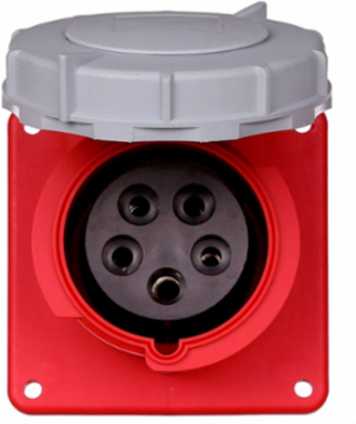 Pin and Sleeve Receptacle, 16/20A, 200-415V, 4-Pole 5-Wire, IP69K, Nylon
