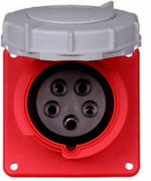 Pin and Sleeve Receptacle, 16/20A, 200-415V, 4-Pole 5-Wire, IP69K, Nylon