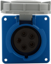 Pin and Sleeve Receptacle, 16/20A, 120/208V, 4-Pole 5-Wire, IP69K, Nylon