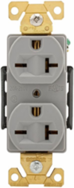 Duplex Receptacle, Extra Heavy-Duty, NEMA 6-20R, 20A, 250V, #14-10 AWG, Gray