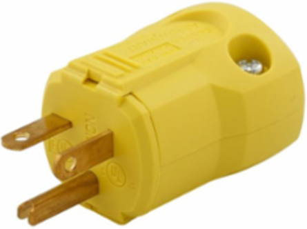 Straight Blade Plug, Quick Grip, NEMA 5-20P, 20A, 250V, #18-12 AWG, Yellow