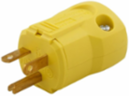 Straight Blade Plug, Quick Grip, NEMA 5-20P, 20A, 250V, #18-12 AWG, Yellow
