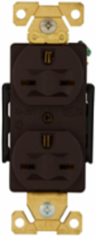 Duplex Receptacle, Extra Heavy-Duty Industrial, NEMA 6-15R, 15A, 250V, Brown, Glass Filled Nylon