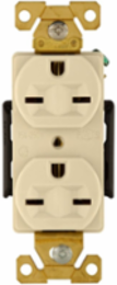 Duplex Receptacle, Extra Heavy-Duty Industrial, NEMA 6-15R, 15A, 250V, Ivory, Glass Filled Nylon