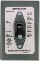 Eaton manual motor controller, Canadian version, #14-10 AWG, 30A, Industrial, Wall, 600V, Front wired screw and clamp, Maintained contact, Gray, NEMA 1, Enclosure: SS, Three-pole, Single-gang, Three-phase, Toggle, Single-throw, Nylon