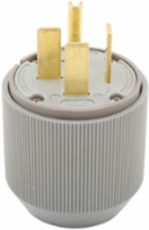 Straight Blade Plug, Auto Grip, Extra Heavy-Duty, 60A, 250V, NEMA 15-60P, Three-Pole, Nylon, Gray