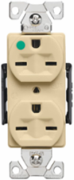 Duplex Receptacle, Extra Heavy-Duty Hospital Grade, 15A, 250V, NEMA 6-15R, High-Impact Nylon, Ivory