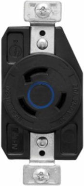 Eaton Arrow Hart Color Coded Locking Receptacle — Color: Blue Black, Voltage Rating: 3Ø 250 V, Number Of Poles: Three-pole, Number Of Wires: 3, Amperage Rating: 20A, Design Type: Ultra grip