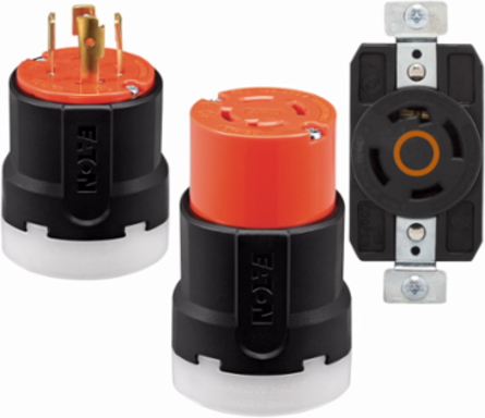Eaton Arrow Hart Color Coded Locking Connector, #14-8 AWG, 20A, Industrial, 125/250V, Back, Orange, Black, Ultra grip, Nylon, L14-20, Three-pole, Four-wire, Nylon, 0.38 - 1.16" (9.5 - 29.5mm), -40°C (w/o impact) to 60°C (-40°F to 140°F)