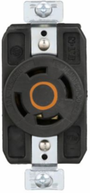 Eaton Arrow Hart Color Coded Locking Receptacle, #14-8 AWG, 30A, Industrial, 125/250V,Orange, Black, Ultra grip, Glass filled Nylon, L14-30, Three-pole, Four-wire, Glass-filled Nylon, -40°C (w/o impact) to 70°C (-40°F to 158°F)