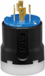 Eaton Arrow Hart Color Coded Locking Plug, #14-8 AWG, 20A, Industrial, 250 V, Back, Blue, Black, Ultra grip, Nylon, L15-20, Three-pole, Four-wire, Nylon, 0.38 - 1.16" (9.5 - 29.5mm), -40°C (w/o impact) to 60°C (-40°F to 140°F)