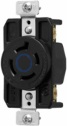 Eaton Arrow Hart Color Coded Locking Receptacle, #14-8 AWG, 20A, Industrial, 250 V, Back and Side, Blue, Black, Ultra grip, Glass filled Nylon, L15-20, Three-pole, Four-wire, Glass-filled Nylon, -40°C (w/o impact) to 70°C (-40°F to 158°F)