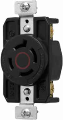 Eaton Arrow Hart Color Coded Locking Receptacle — Color: Red Black, Voltage Rating: 3Ø 480 V, Number Of Poles: Three-pole, Number Of Wires: 4, Amperage Rating: 20A, Design Type: Ultra grip