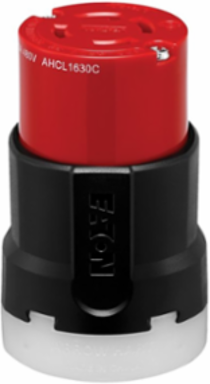 Locking Connector, Color-Coded, 30A, 3Ø 480V, 3-Pole 4-Wire, L16-30, Black/Red, Nylon