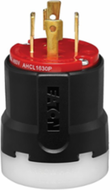 Locking Plug, Color Coded, 30A, 3Ø 480 V, Three-pole, Four-wire, Red/Black, Nylon