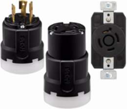 Eaton Arrow Hart Color Coded Locking Connector, #14-8 AWG, 30A, Industrial, 600 V, Back, Black, Black, Ultra grip, Nylon, L17-30, Three-pole, Four-wire, Nylon, 0.38 - 1.16" (9.5 - 29.5mm), -40°C (w/o impact) to 60°C (-40°F to 140°F)