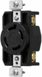 Eaton Arrow Hart Color Coded Locking Receptacle, #14-8 AWG, 30A, Industrial, 600 V, Back and Side, Black, Black, Ultra grip, Glass filled Nylon, L17-30, Three-pole, Four-wire, Glass-filled Nylon