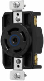 Eaton Arrow Hart Color Coded Locking Receptacle, #14-8 AWG, 30A, Industrial, 3ØY 120/208 V,Blue, Black, Ultra grip, Glass filled Nylon, L21-30, Four-pole, Five-wire, Glass-filled Nylon, -40°C (w/o impact) to 70°C (-40°F to 158°F)