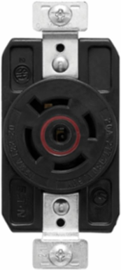 Eaton Arrow Hart Color Coded Locking Receptacle, #14-8 AWG, 20A, Industrial, 3ØY 277/480 V,Red, Black, Ultra grip, Glass filled Nylon, L22-20, Four-pole, Five-wire, Glass-filled Nylon, -40°C (w/o impact) to 70°C (-40°F to 158°F)