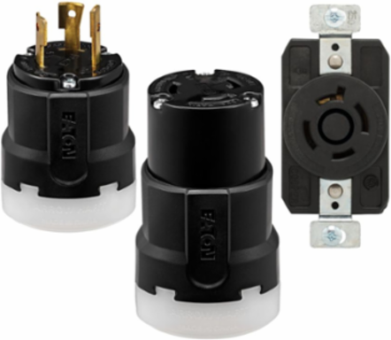Eaton Arrow Hart Color Coded Locking Receptacle, #14-8 AWG, 20A, Industrial, 3ØY 347/600 V,Black, Black, Ultra grip, Glass filled Nylon, L23-20, Four-pole, Five-wire, Glass-filled Nylon, -40°C (w/o impact) to 70°C (-40°F to 158°F)