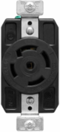 Eaton Arrow Hart Color Coded Locking Receptacle, #14-8 AWG, 30A, Industrial, 3ØY 347/600 V,Black, Black, Ultra grip, Glass filled Nylon, L23-30, Four-pole, Five-wire, Glass-filled Nylon, -40°C (w/o impact) to 70°C (-40°F to 158°F)