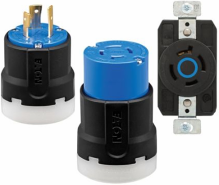 Eaton Arrow Hart Color Coded Locking Connector — Voltage Rating: 250 V, Color: Black Blue, Number Of Poles: Two-pole, Number Of Wires: 3, Allowable Wire Size: #14-8 AWG, Amperage Rating: 30A