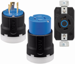 Eaton Arrow Hart Color Coded Locking Receptacle — Color: Blue Black, Voltage Rating: 250 V, Number Of Poles: Two-pole, Number Of Wires: 3, Amperage Rating: 30A, Design Type: Ultra grip