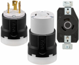 Locking Connector, Color Coded, 30A, 277V, 2-Pole 3-Wire, Gray/Black, Nylon