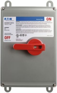 Eaton standard grade motor control disconnect switch — Amperage Rating: 60A, Mounting Method: Flush Offset, Special Features: PLC auxiliary contact
