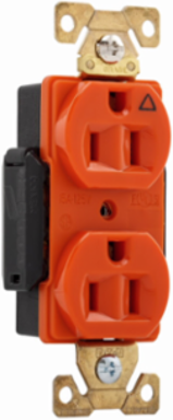 Eaton Arrow Hart extra heavy-duty industrial specification grade duplex receptacle,#14 to 10 AWG,15A,Flush,125V,Back and side,Orange,Brass,High-impact nylon face,Glass-filled nylon base,5-15R,Two-pole,three-wire,grounding,Screw,Core pack