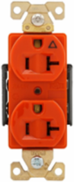 Duplex Receptacle, Extra Heavy-Duty Industrial, 20A, 125V, NEMA 5-20R, Isolated Ground, Orange