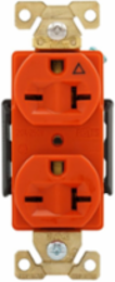 Duplex Receptacle, Isolated Ground, 20A, 250V, NEMA 6-20R, Orange, Extra Heavy-Duty Industrial