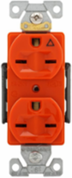 Duplex Receptacle, Isolated Ground, 15A, 250V, NEMA 6-15R, Orange, Extra Heavy-Duty Industrial