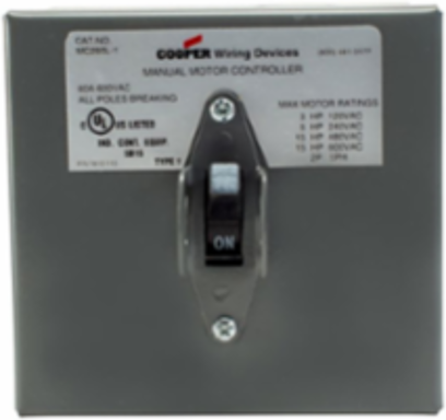 Manual Motor Controller, 60A, 600 V, Two-Pole, Single-Phase, NEMA 1, Gray