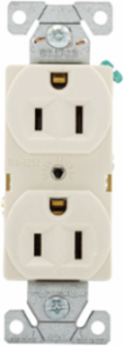 Duplex Receptacle, Commercial Grade, 15A, 125V, NEMA 5-15R, Light Almond
