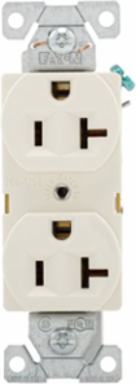 Duplex Receptacle, Commercial Grade, 20A, 125V, NEMA 5-20R, Light Almond (BR20LA)