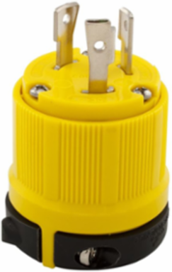 Locking Plug, Corrosion Resistant, NEMA L5-30, 30A, 125 V, #14-8 AWG, Yellow