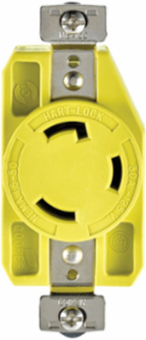 Locking Receptacle, Corrosion Resistant, NEMA L5-30, 30A, 125 V, #14-10 AWG, Yellow